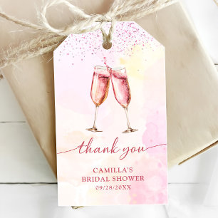 Étiquettes-cadeau Enterrement de vie de jeune fille au champagne ros