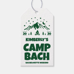 Étiquettes-cadeau Enterrement de vie de jeune fille Camping Extérieu
