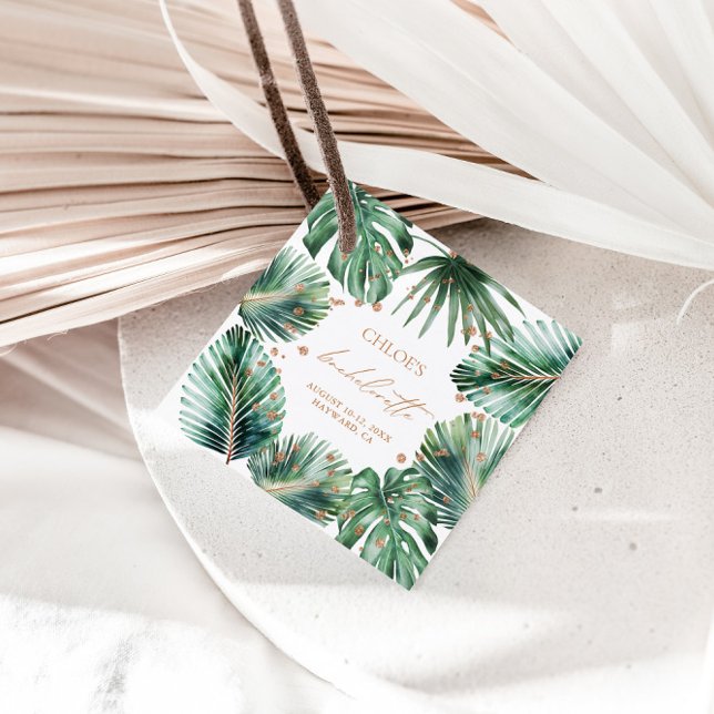 Étiquettes Cadeau Enterrement de vie de jeune fille Moderne Tropical (Modern Tropical & Diamond Bachelorette Party Favor Tags)