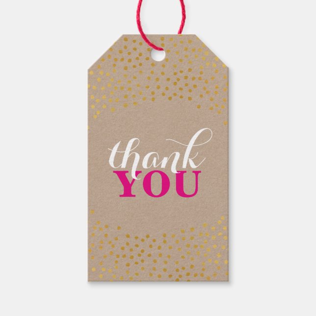 Étiquettes-cadeau ENTREPRISE EMBALLAGE rustique en or confetti spot  (Devant)