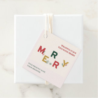 Étiquettes Cadeau Enveloppé de joie, noué avec un joyeux Noël