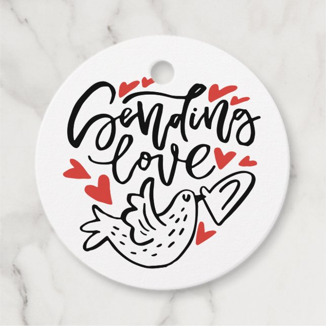 Étiquettes Cadeau Envoi d'amour Calligraphie moderne Saint-Valentin (Devant)