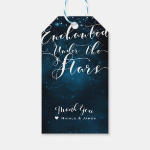 Étiquettes-cadeau ENVOÛTÉ SOUS LES ÉTOILES Mariage Bleu Stellaire