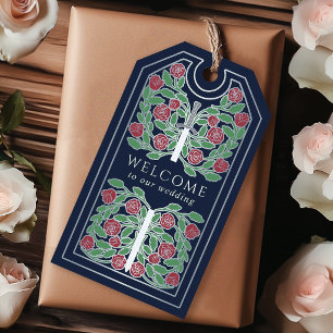 Étiquettes-cadeau Épée Royale Médiévale Argentée Bleue Mariage Bienv