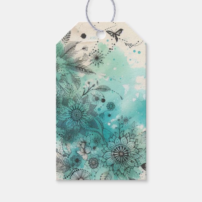 Étiquettes-cadeau Éphémères à l'aquarelle (Devant)