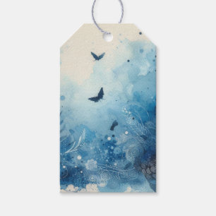 Étiquettes-cadeau Éphémères Aquarelle Bleue