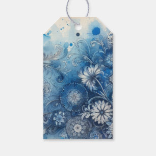 Étiquettes-cadeau Éphémères Aquarelle Bleue