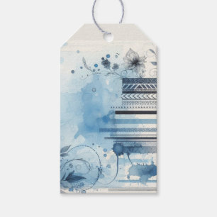 Étiquettes-cadeau Éphémères Aquarelle Bleue