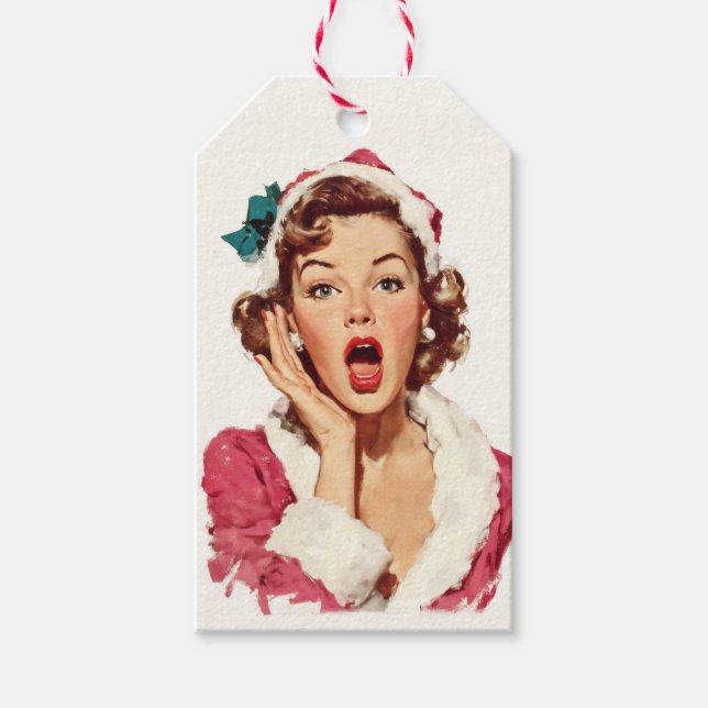 Étiquettes-cadeau Épingle de Noël Rétro Surprenant (Devant)