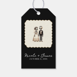 Étiquettes-cadeau Épouse de squelette de dessin + Mariage géant