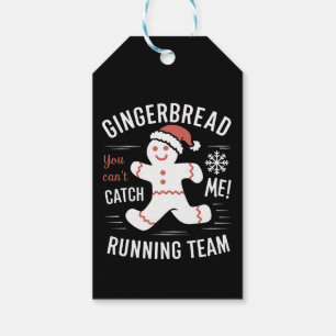 Étiquettes-cadeau Équipe de course en pain d'épices Humour de Noël