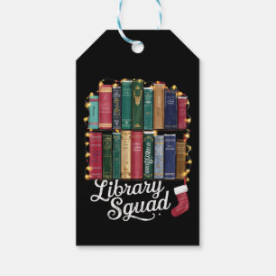 Étiquettes-cadeau Équipe de lecture de la bibliothèque de Noël amate