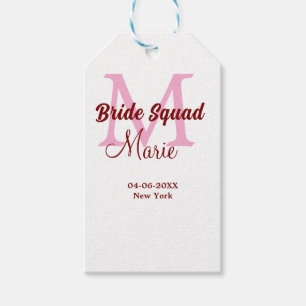 Étiquettes-cadeau Équipe de mariée ajoutez nom monogramme demoiselle