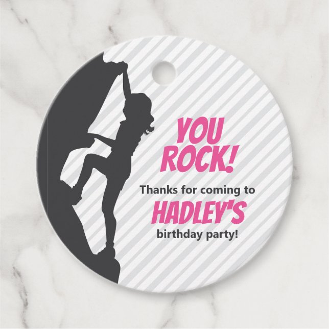 Étiquettes Cadeau Escalade rose Rock Anniversaire | Escalade rocheus (Devant)