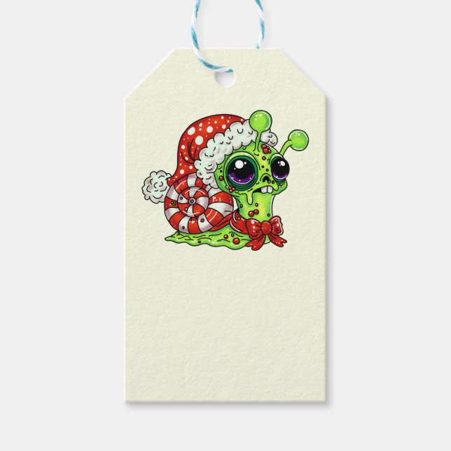 Étiquettes-cadeau Escargot de Noël Zombie (Devant)