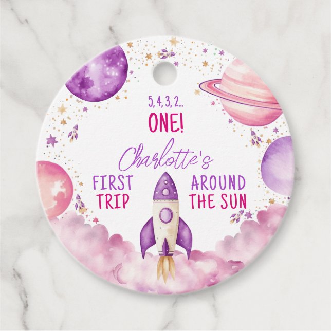 Étiquettes Cadeau Espace Extérieur Premier Voyage Autour De L'Annive (Devant)