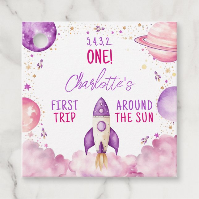 Étiquettes Cadeau Espace Extérieur Premier Voyage Autour De L'Annive (Devant)