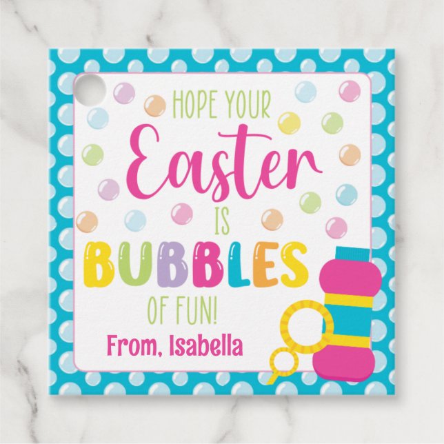 Étiquettes Cadeau Espoir que Pâques soit une bulle de plaisir (Devant)