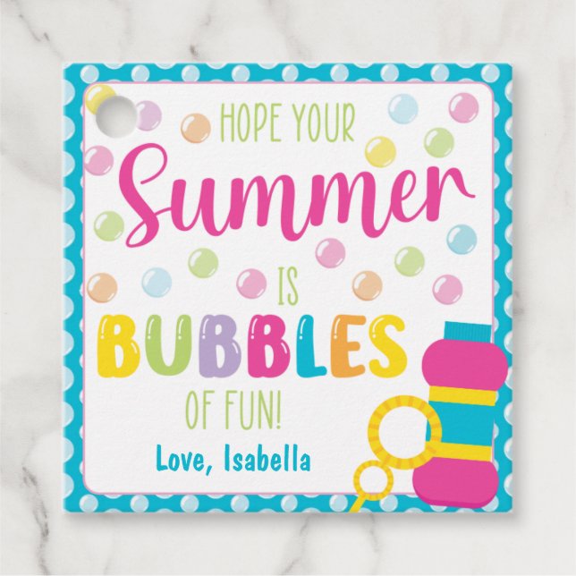 Étiquettes Cadeau Espoir que ton été soit une bulle de plaisir (Devant)