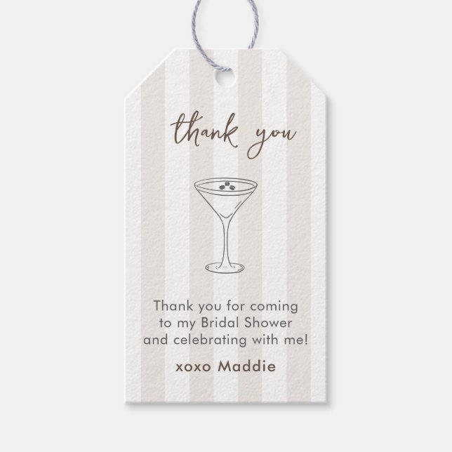 Étiquettes-cadeau Espresso Martini Doodle Fête des mariées Favoriser (Devant)
