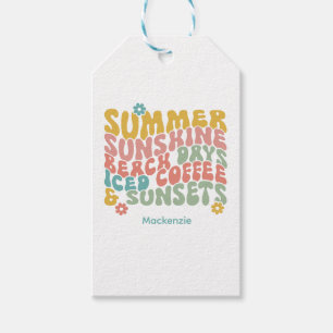 Étiquettes-cadeau Été rose Super Rétro Nom de la balise