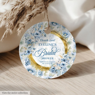 Étiquettes Cadeau Éternel Bohème Bleu Pâle Or Fleurs Mariage Shower