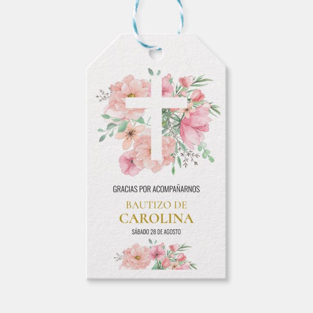 Étiquettes-cadeau Etiqueta de agradecimiento para bautizo (Devant)