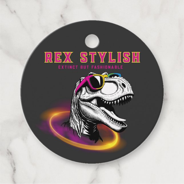 Étiquettes Cadeau Etiqueta para lembrancinha T-Rex Fashion (Devant)