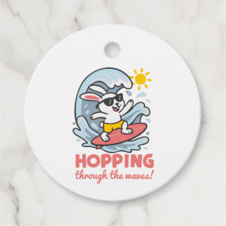 Étiquettes Cadeau Etiqueta recuerdo con conejito surfero kawaii