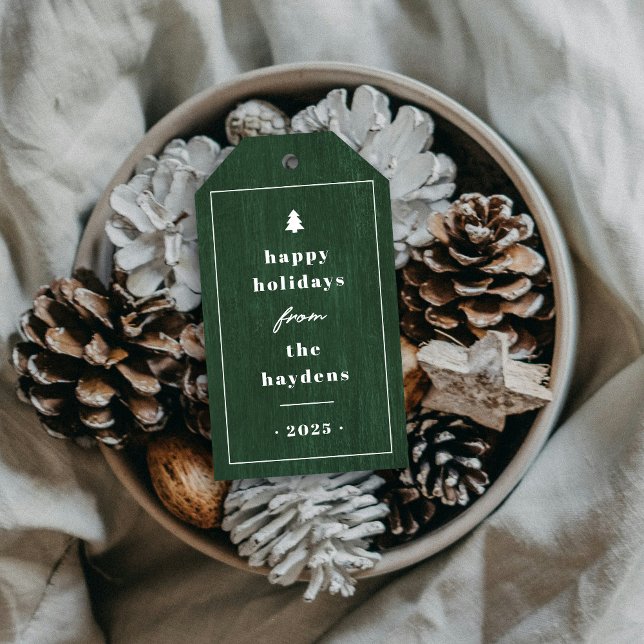 Étiquettes-cadeau Étiquette-cadeau de Noël en bois vert rustique (Créateur téléchargé)