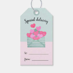 Étiquettes-cadeau Étiquette-cadeau Love Mail Hearts Pastel Mint Pink