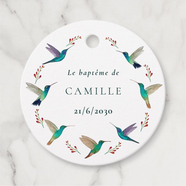 Étiquettes Cadeau Etiquette ronde baptême (Devant)