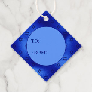 Étiquettes Cadeau Étoile de David Hanukkah bleu royal de Favor à