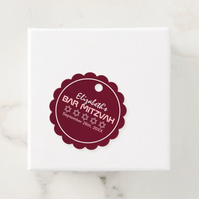 Étiquettes Cadeau Étoile de David motif Bat Mitzvah (En situation)