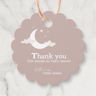 Étiquettes Cadeau Étoile de lune rétro de Baby shower de Merci perso