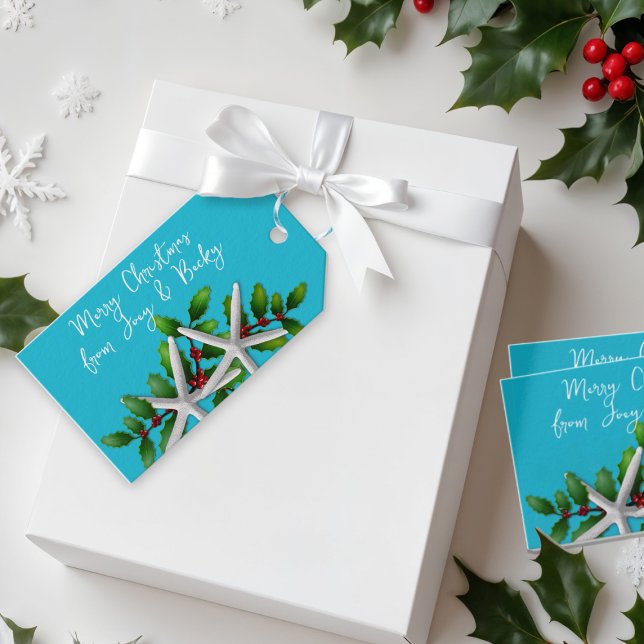 Étiquettes Cadeau Étoile de Mer de Noël de Blue Be (Créateur téléchargé)