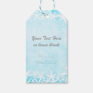 Étiquettes-cadeau Étoile de mer peinte bleu aqua Faveur de fête pers