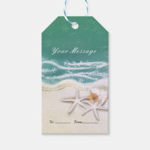 Étiquettes-cadeau Étoile de mer sur la plage Eau de mer teintée Fave