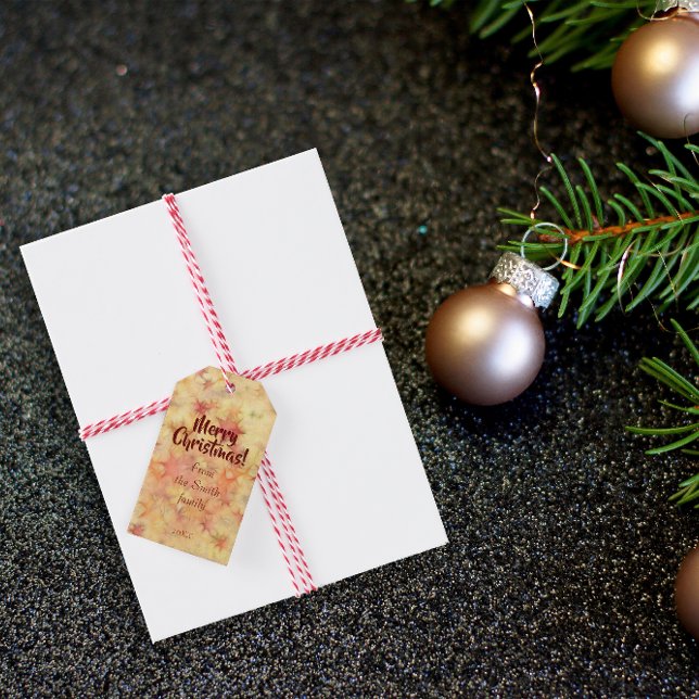 Étiquettes-cadeau Étoile de Noël typographie bordeaux Balise cadeau (Créateur téléchargé)