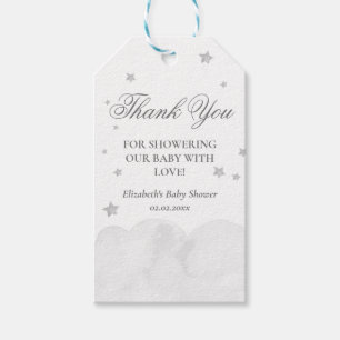 Étiquettes-cadeau Étoile Gris Baby shower Merci Tags cadeaux