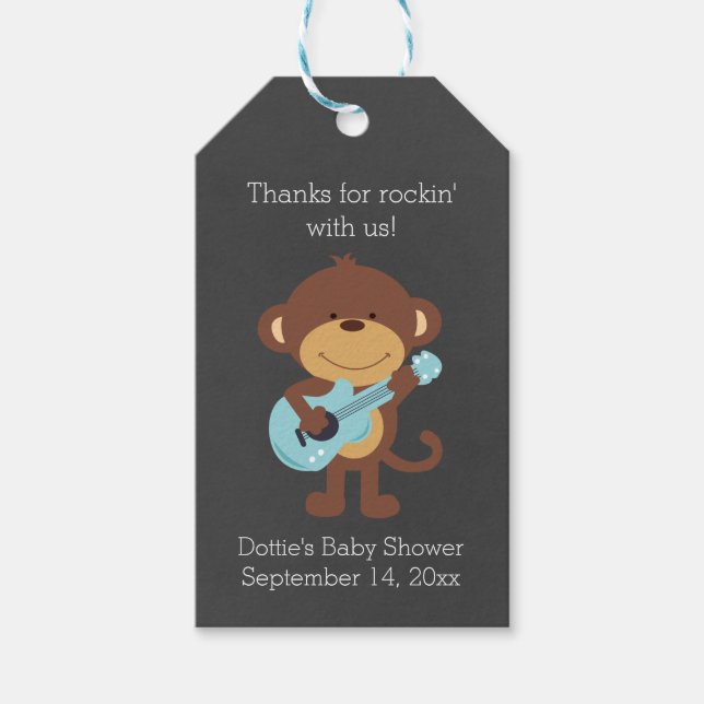 Étiquettes-cadeau Étoile Rock Star Monkey Chalkboard Cadeau (Devant)