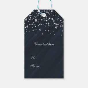 Étiquettes-cadeau Étoiles bleues et scintillantes Élégant Glamour Fa