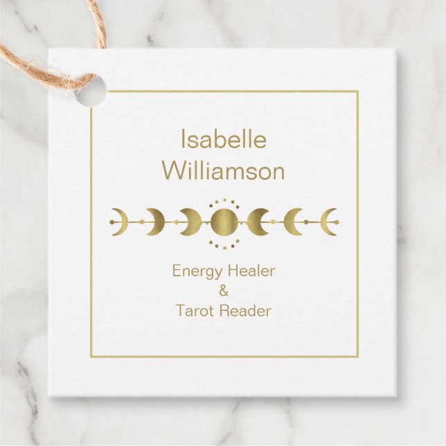 Étiquettes Cadeau Étoiles célestes mystiques Lune Phase Marine Blue  (Devant)