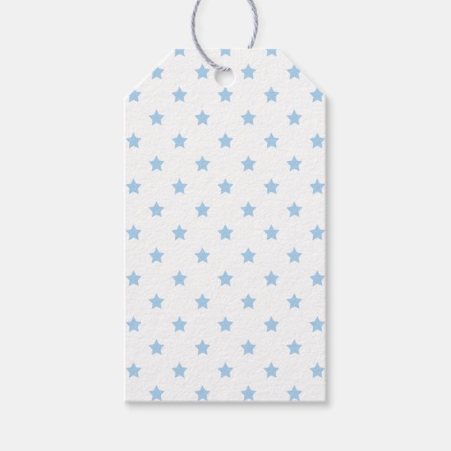 Étiquettes-cadeau Étoiles Classiques Bébé Bleu - Blanc (Devant)