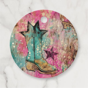 Étiquettes Cadeau Étoiles de fille Boots déprimés Motif rétro