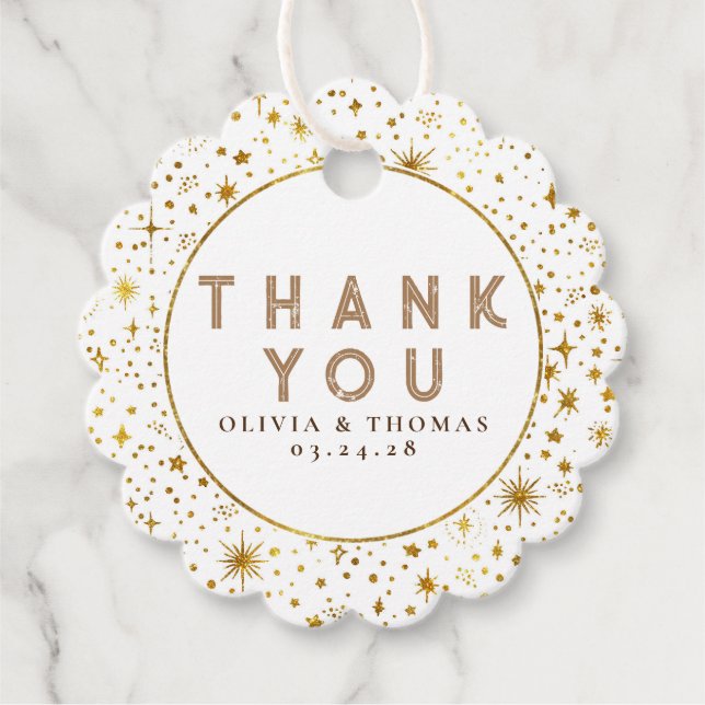Étiquettes Cadeau Étoiles de nuit Merci mystique céleste (Devant)