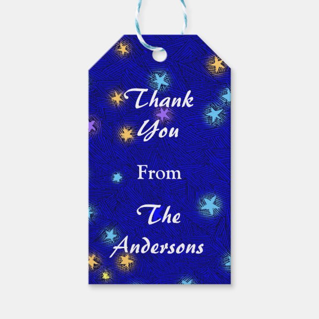 Étiquettes-cadeau Étoiles et lune personnalisées Etching Merci étiqu (Devant)