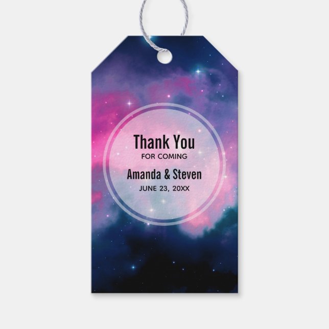 Étiquettes-cadeau Étoiles rose et bleu Galaxy Abstraites (Devant)