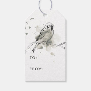 Étiquettes-cadeau Étude gestuelle d'oiseau