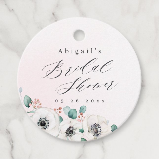Étiquettes Cadeau Eucalyptus anemone floral rustique douche nuptiale (Devant)